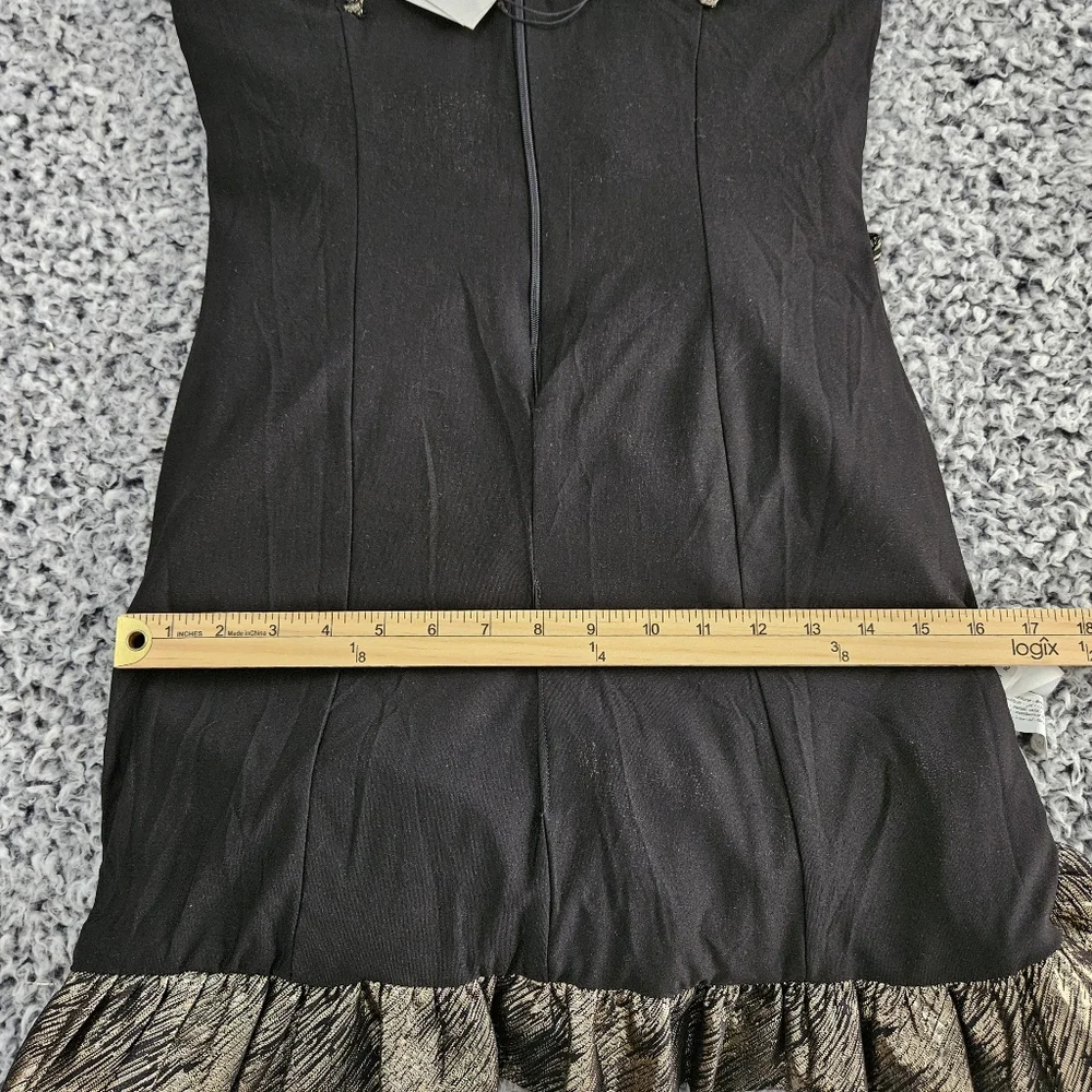 Zara Gold Metallic Mini Dress S Small Sleeveless Ruffled Bow Holiday Party - Picture 12 of 14